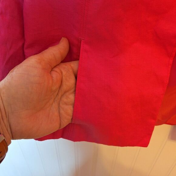 Kim Rogers Womens Size M 100% Linen Blazer Short‎ Pink Long Sleeve Lined Office - Picture 5 of 9
